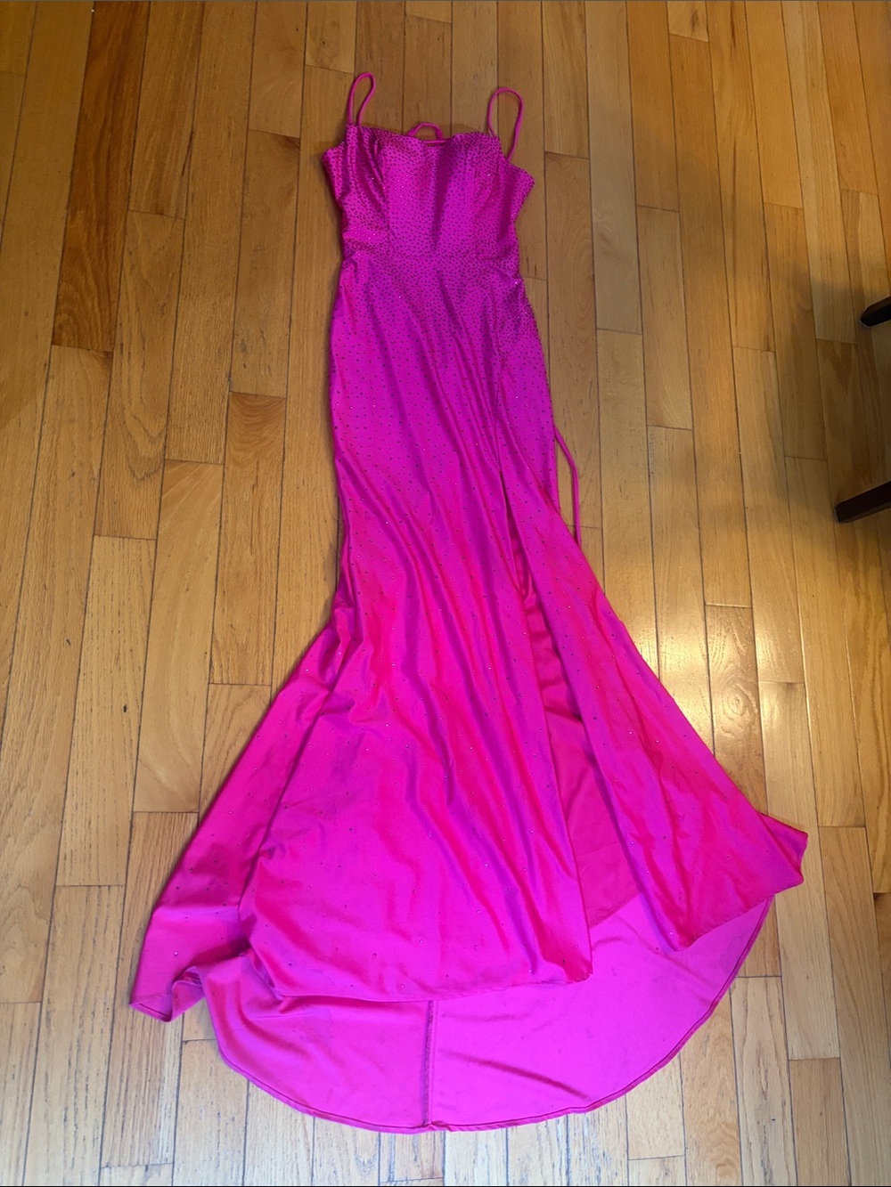 Magenta Spaghetti-Strap Maxi Dress with Subtle Sparkle